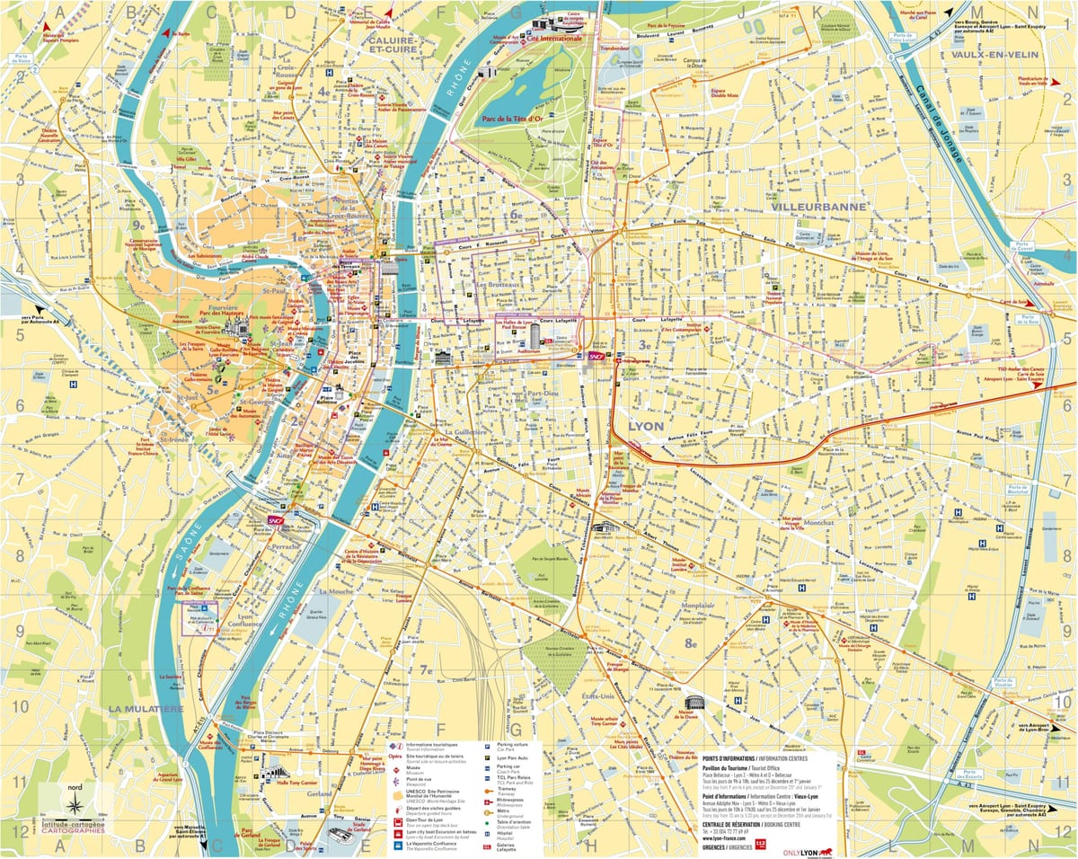 Лион картата във формат PDF