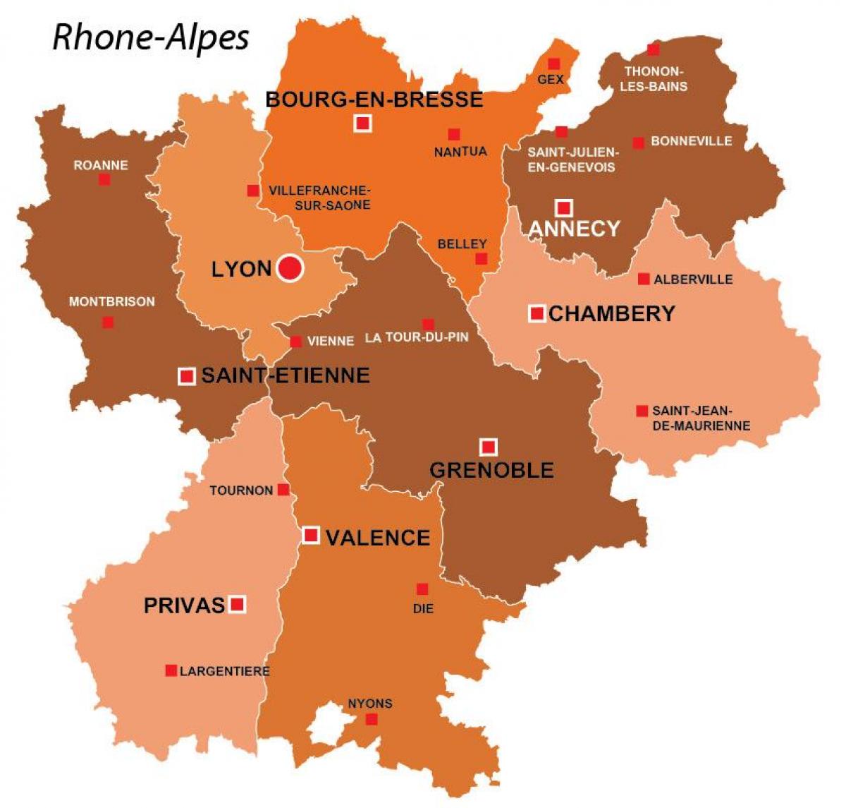 Лион регион, Франция на картата
