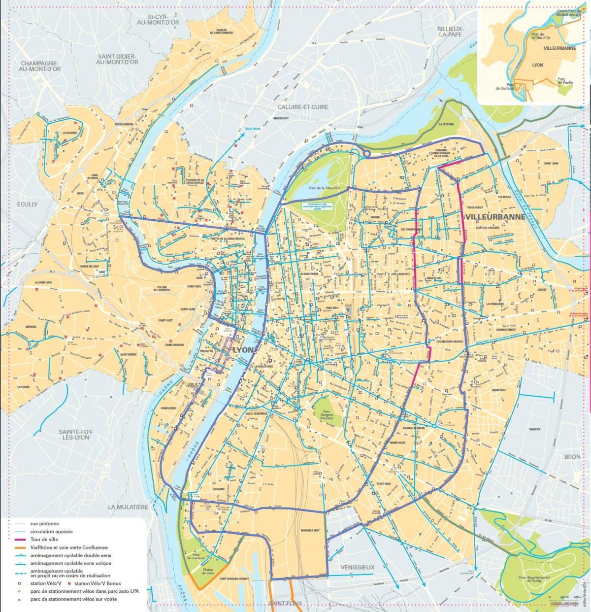 карта Лион велосипеди