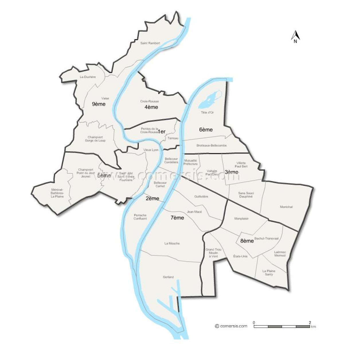 карта Лион-ти район на