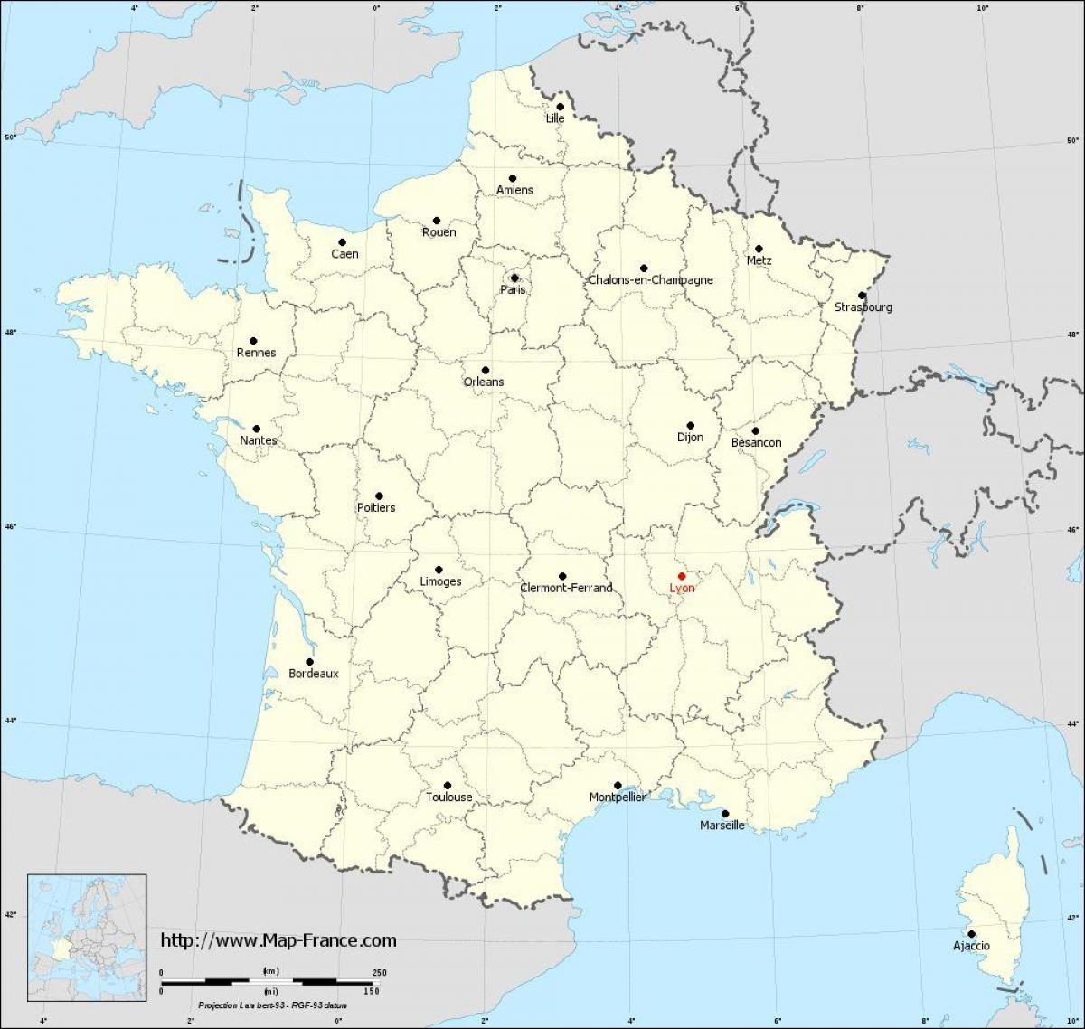 къде се намира Лион Франция на картата