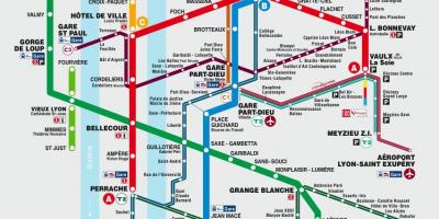 Лион на картата на метрото