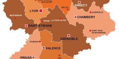 Лион регион, Франция на картата